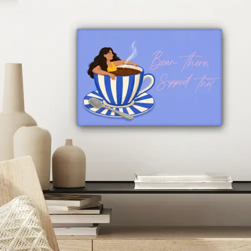 Mok - Koffie - Vrouw - Paars canvas 2cm klein -sfeer6
