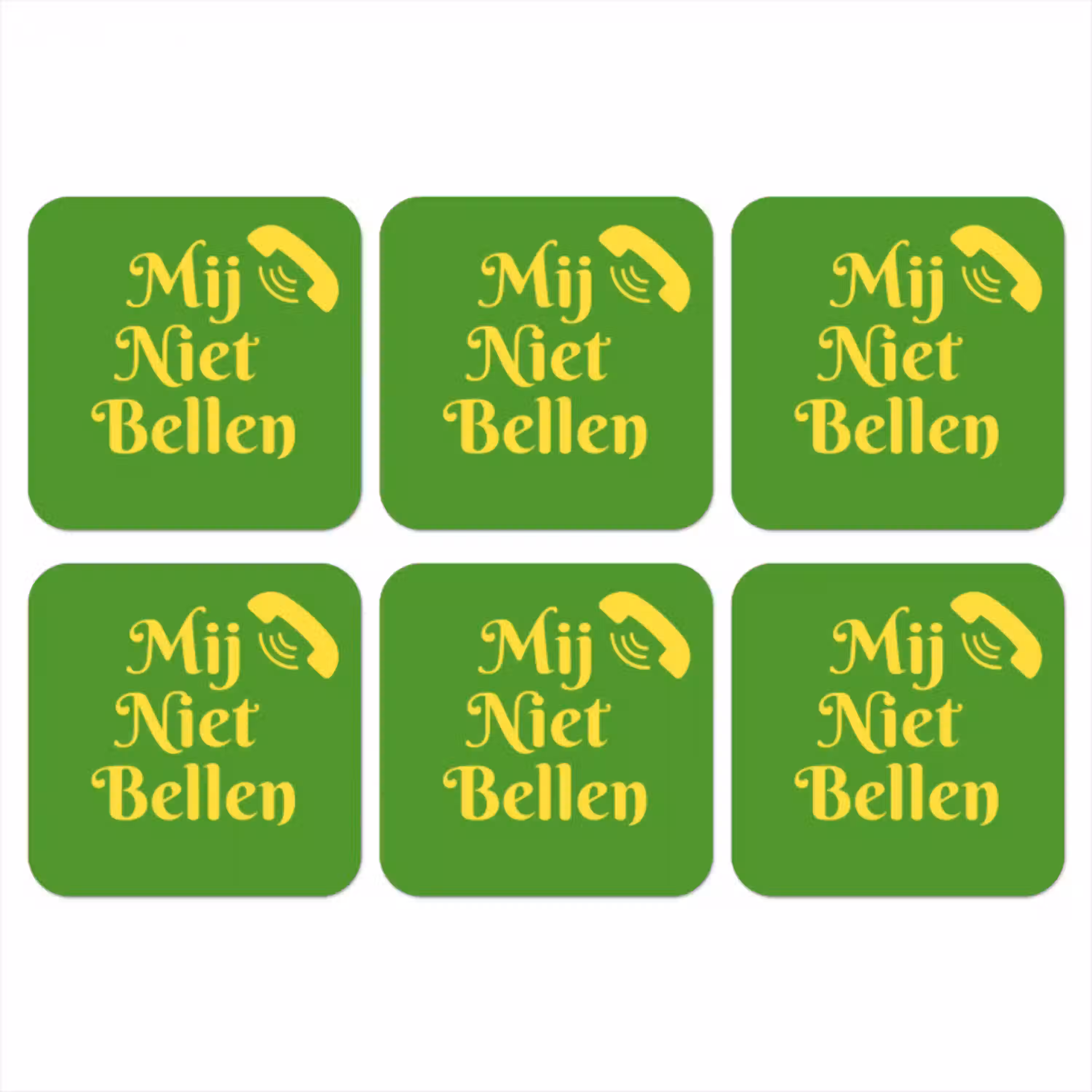 Mij niet bellen - Telefoon - Groen onderzetter kurk middel -3d