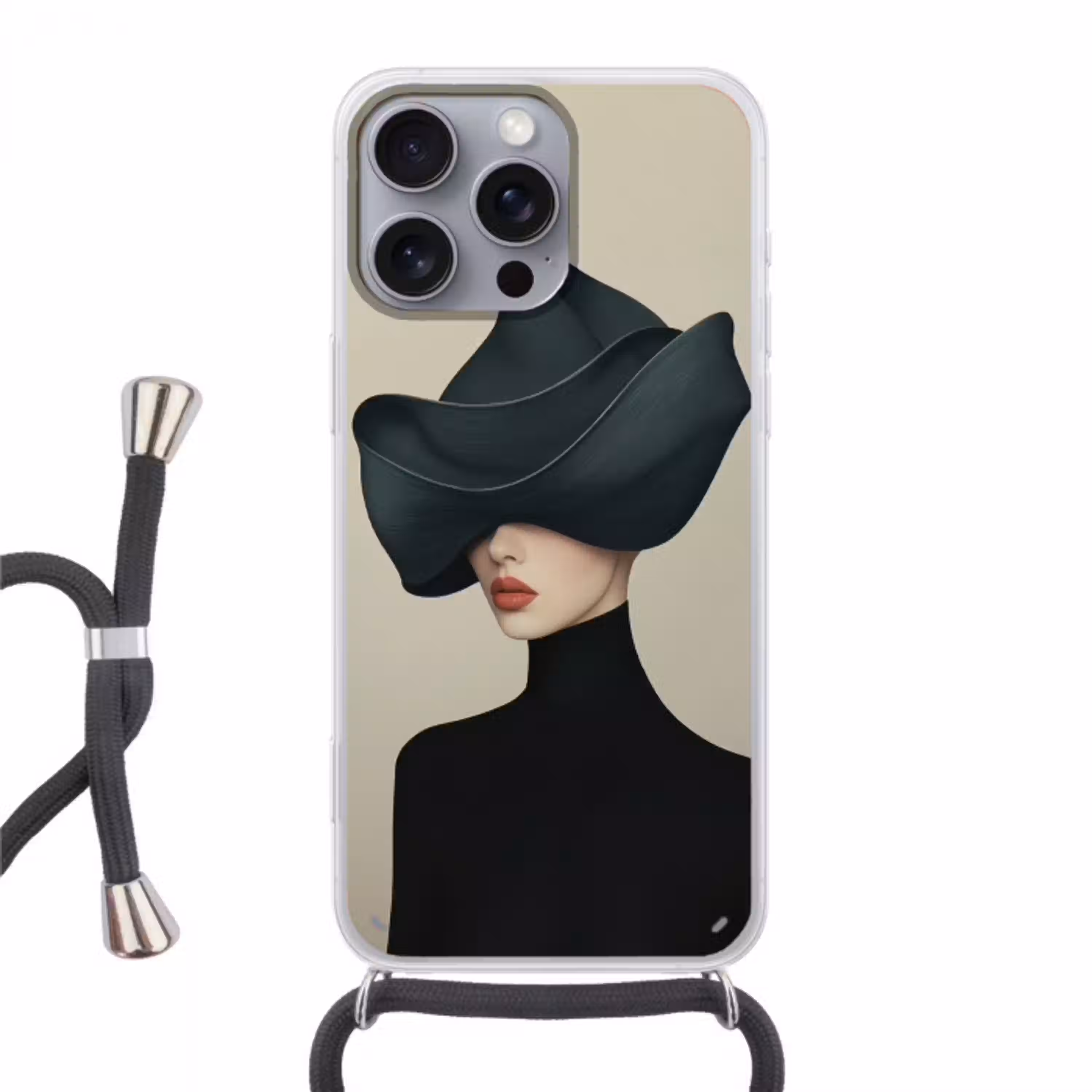 Vrouw - Groen - Hoed Hoesje iPhone 16 Pro Max met koord klein -3d
