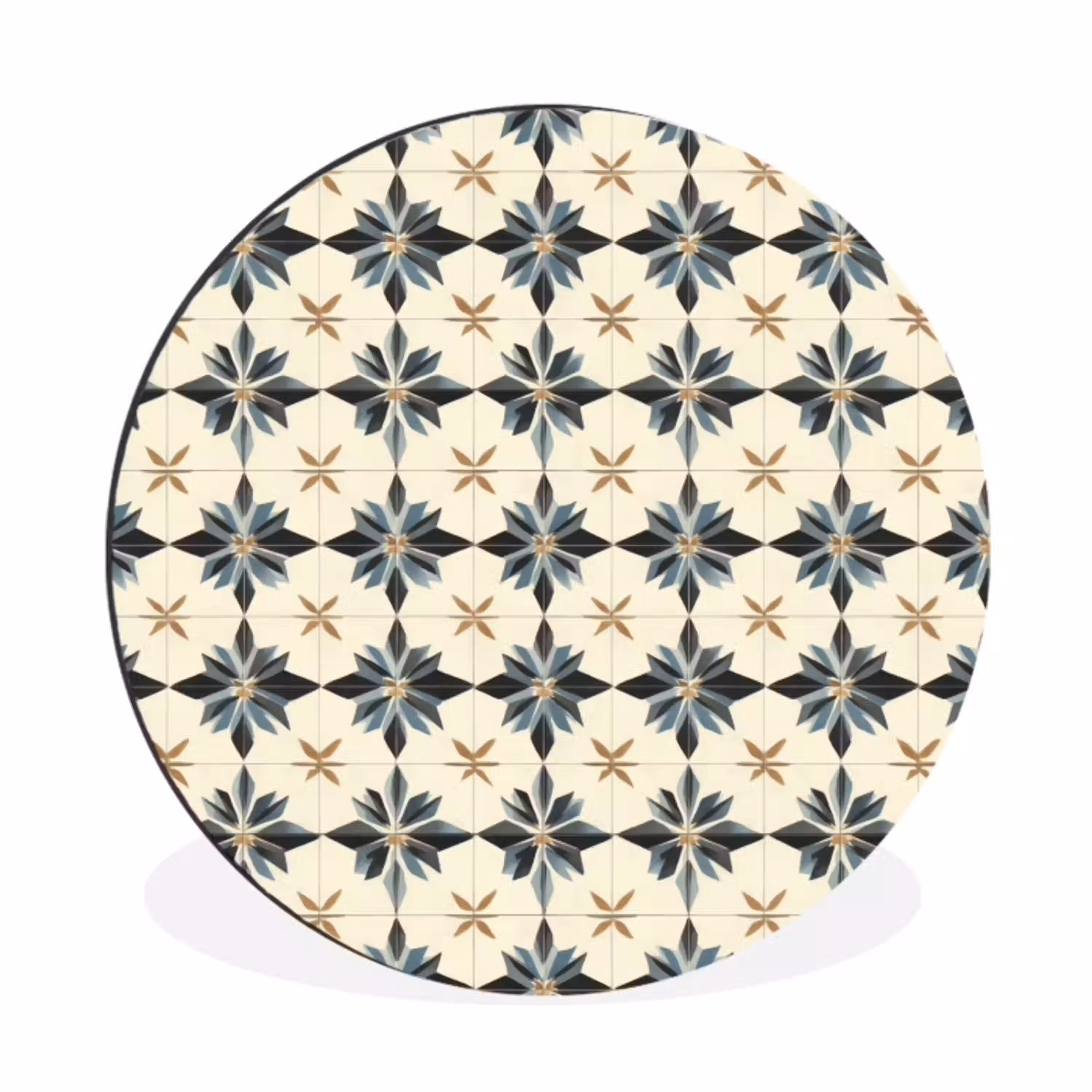 Sierlijk - Ornament - Blauw Wandcirkel aluminium klein 190 -3d