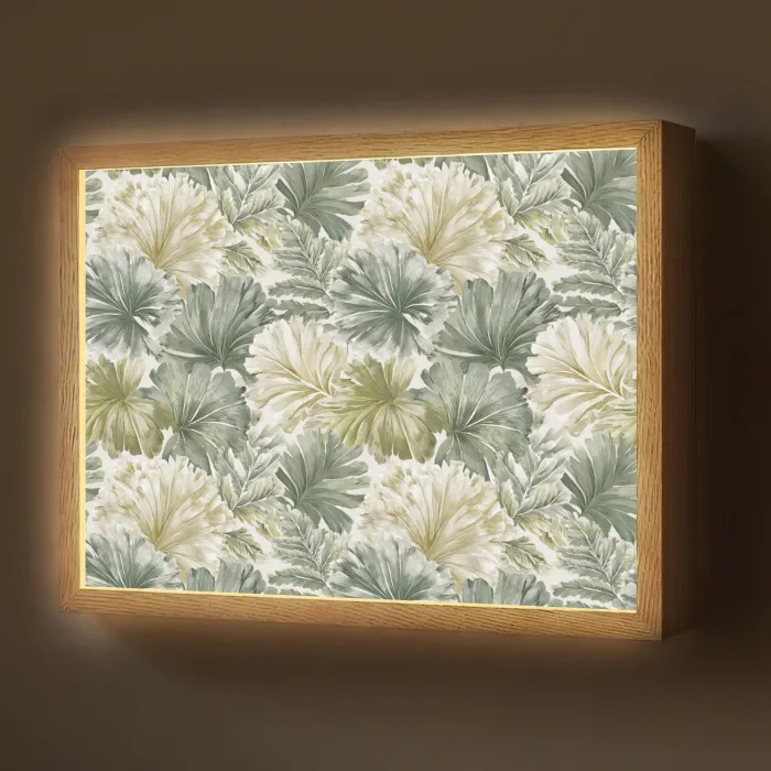 Bladeren - Botanisch - Groen Light Box met batterij (Wandlamp) middel 907 -z3d_website