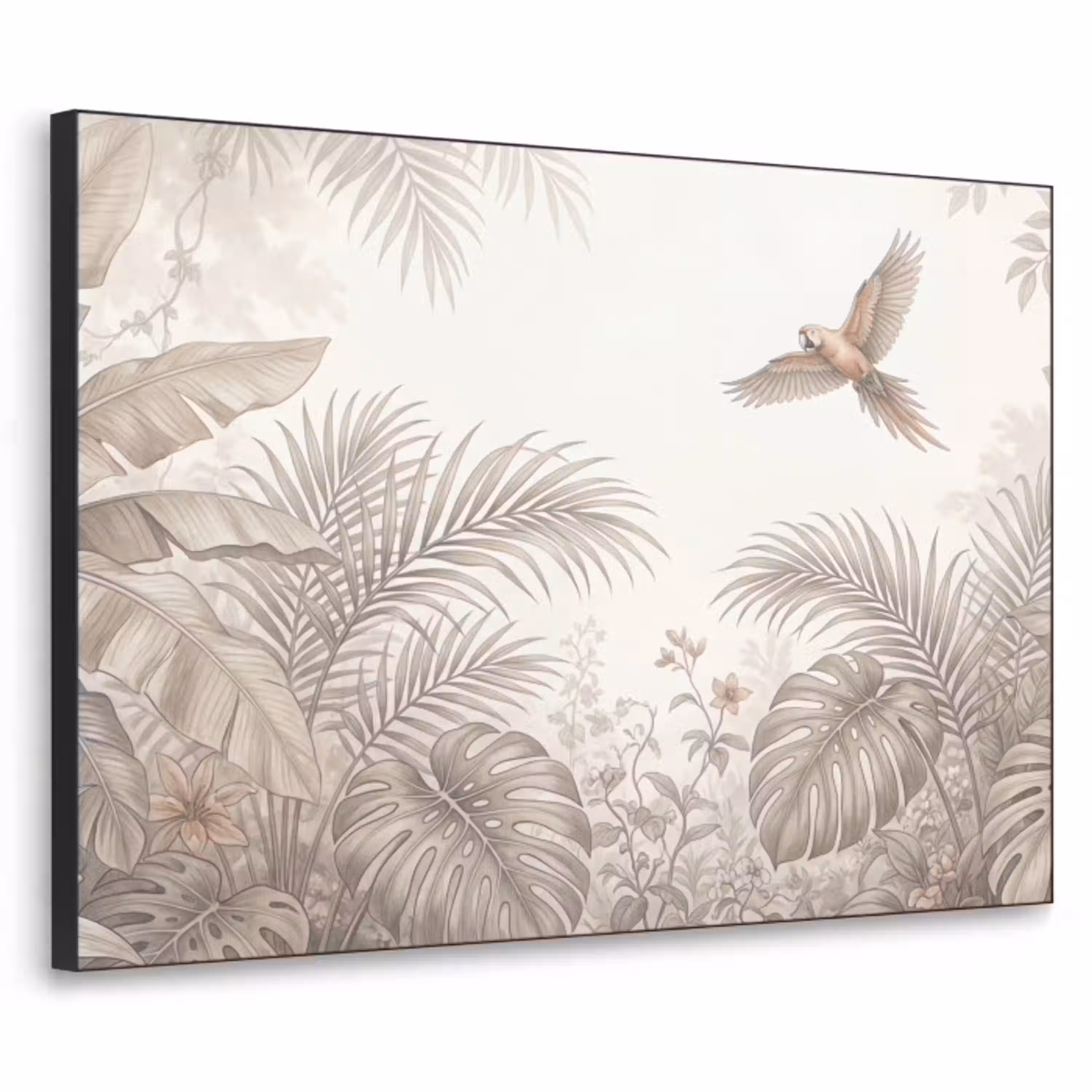 Papagaai - Jungle - Tropisch Textielframe zwart klein -3d