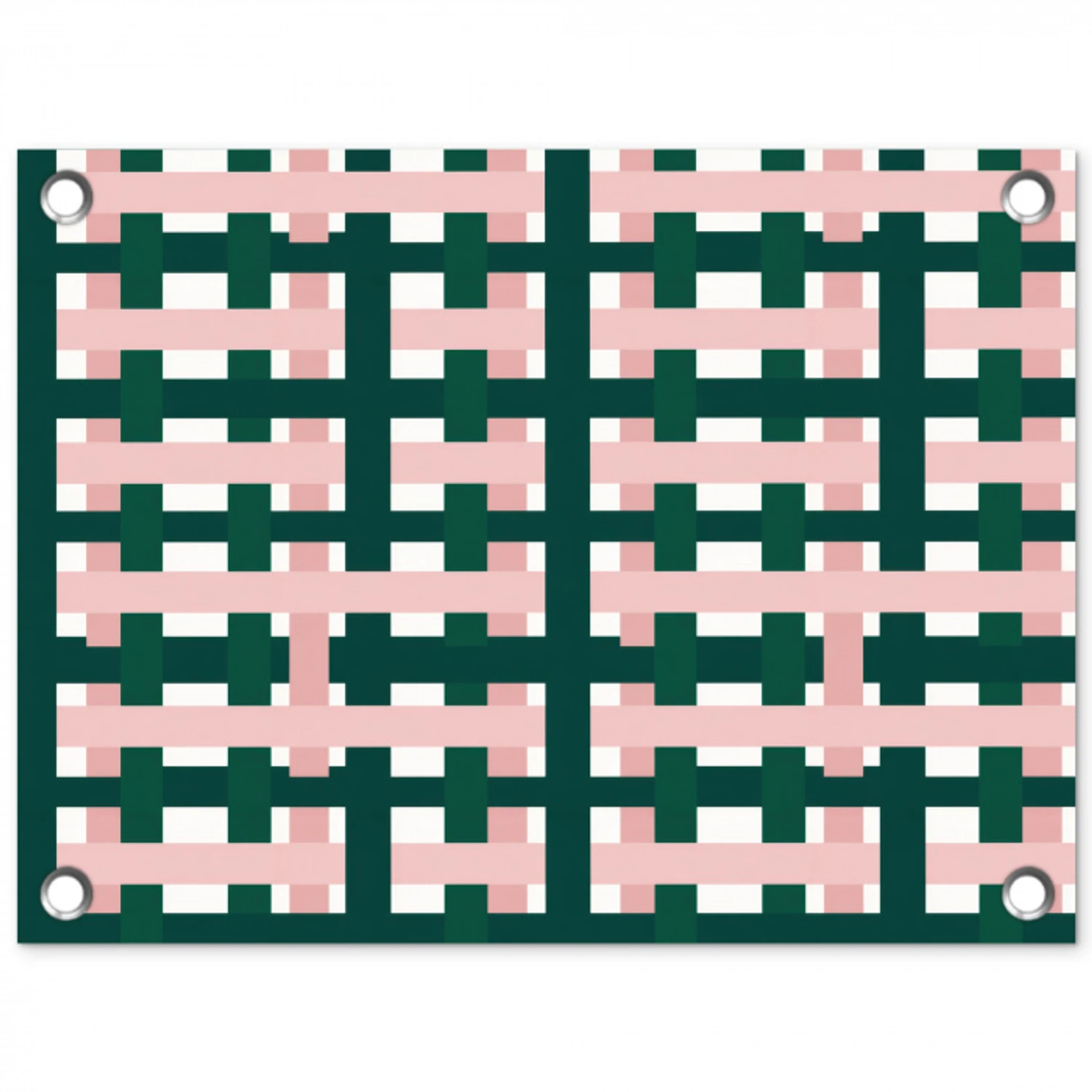 Vlechtpatroon - Groen - Roze - Grafisch tuinposter los doek klein 239 -3d