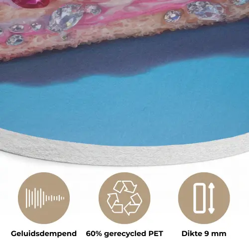 Taart - Edelstenen - Glitters - Roze Akoestische PET Vilt - Rond klein -closeup_NL