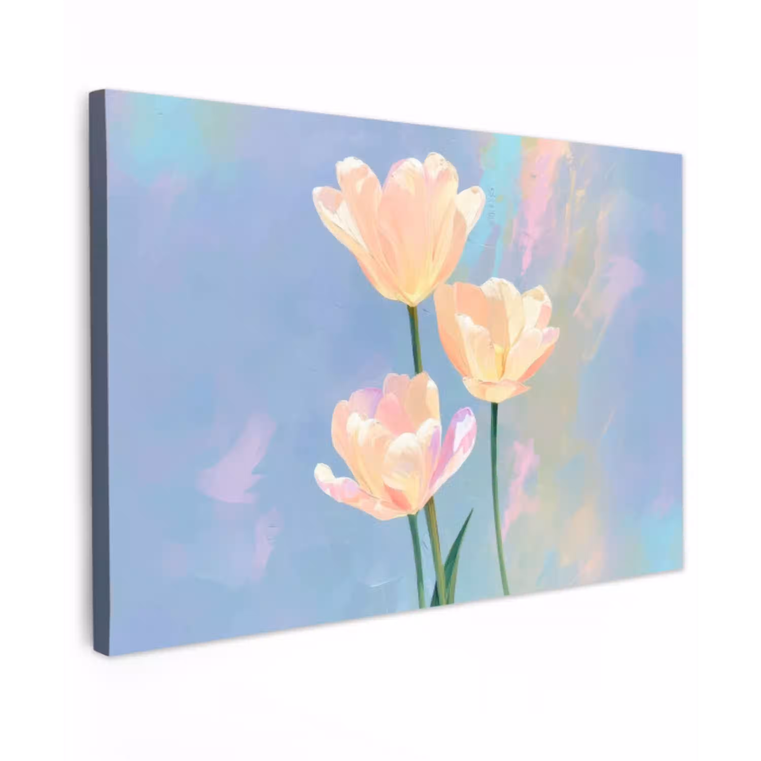 Tulpen - Roze accenten - Blauw canvas 2cm klein -z3d