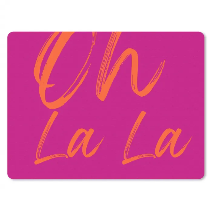 Oh la la - Oranje - Roze muismat rubber klein -3d