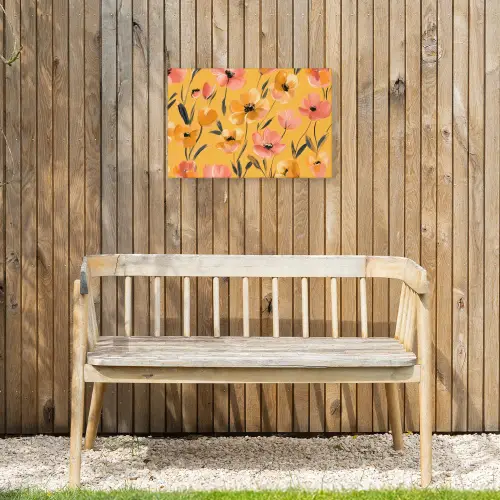 Bloemen - Geschilderd - Geel Tuinposter op houten frame 2 cm dik klein -sfeer4