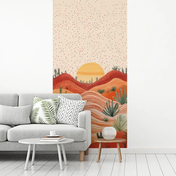 Landschap - Heuvels - Zonsondergang fotobehang vinyl groot -woonkamer