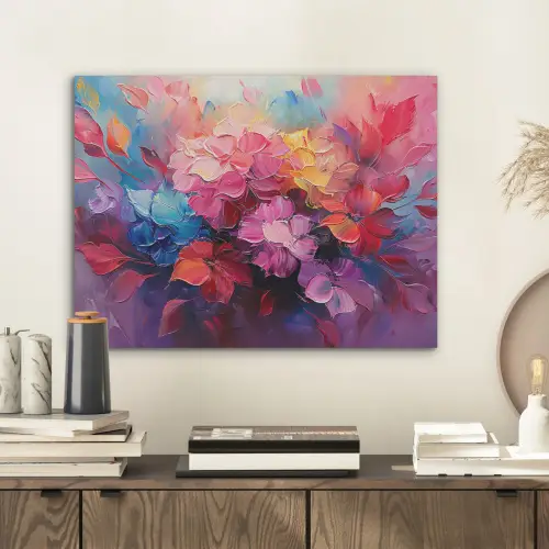 Bloemen - Roze - Watercolor - Kunst PET vilt klein -sfeer1