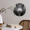 Schotse hooglander - Koe - Zwart - Wit - Dieren Wandcirkel behangsticker klein -sfeer3
