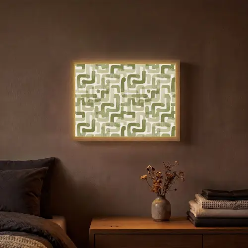 Modern - Grafisch - Groen Light Box met batterij (Wandlamp) middel 907 -sfeer4