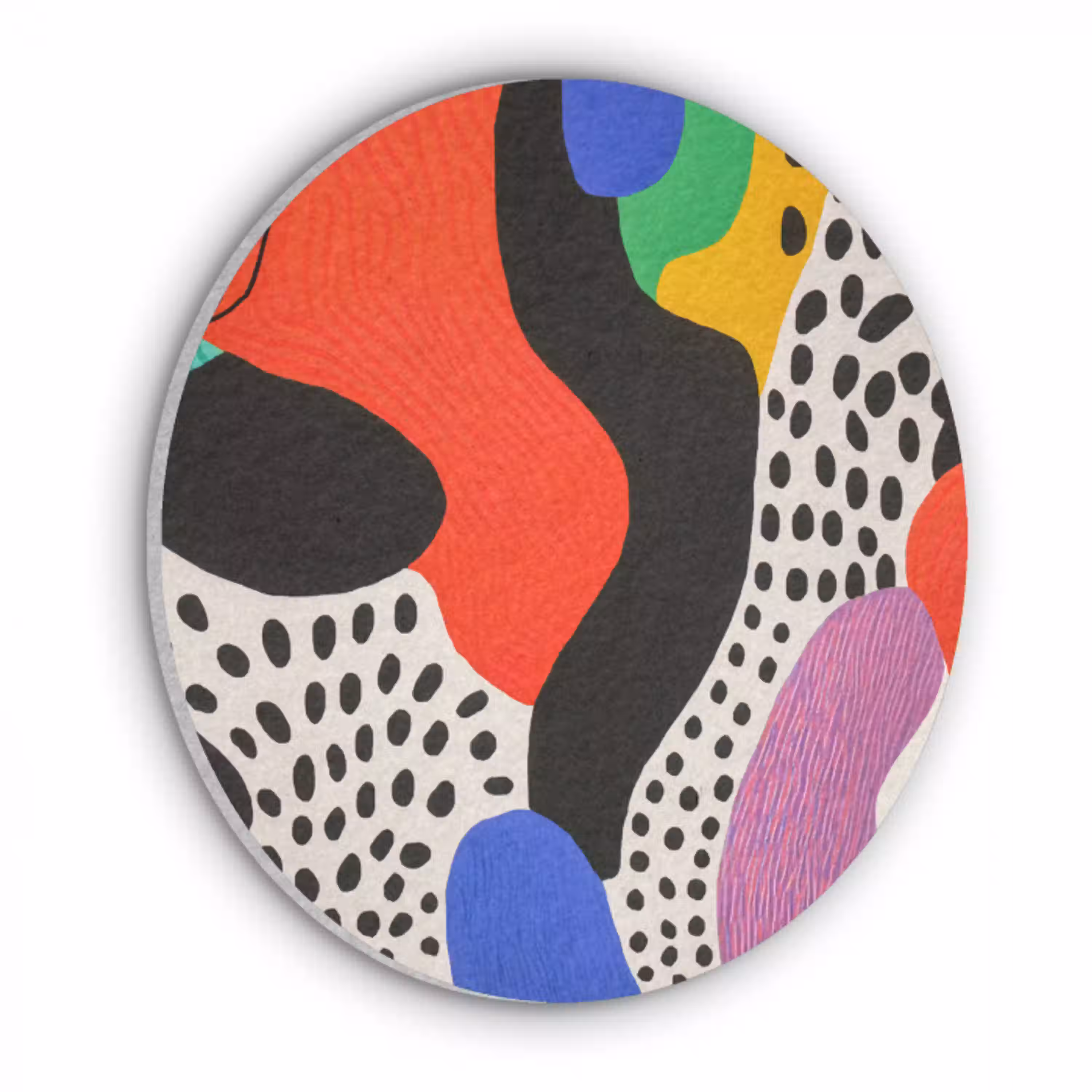Abstract - Vormen - Kleuren - Stippen Akoestische PET Vilt - Rond klein -3d