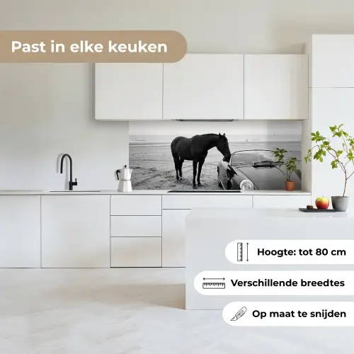 Paard - Auto - Zwart - Wit keuken achterwand 2 middel -sfeer4_NL