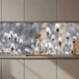 Roodborstje - Gedroogde bloem - Sneeuw - Winter - Vertederend keuken achterwand 2 middel zz_3dshopping