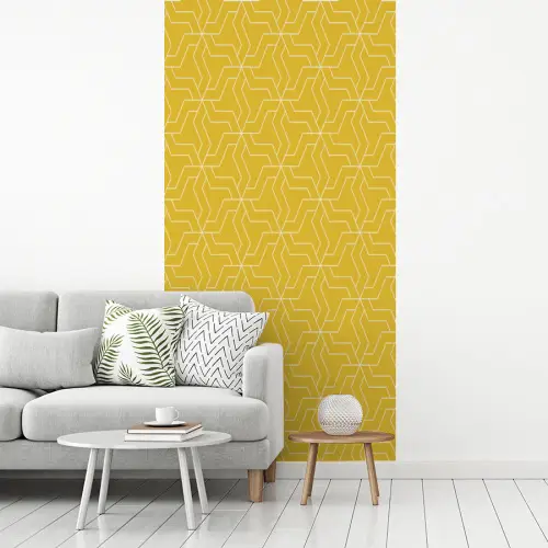 Wit - Geel - Patroon - Geometrisch fotobehang vinyl groot 64 -woonkamer