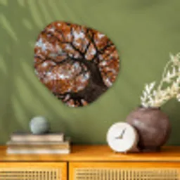 Boom - Bladerdak - Herfst - Oranje - Sfeervol Wandcirkel Organisch Forex 3mm klein -sfeer2