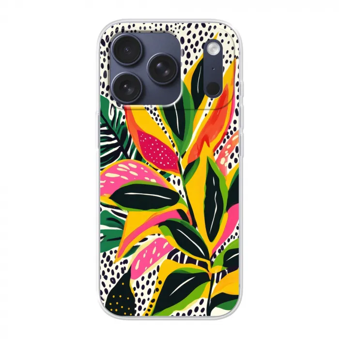 Tropisch - Bladeren - Zwart - wit Telefoonhoesje iPhone 17 Pro klein -3d