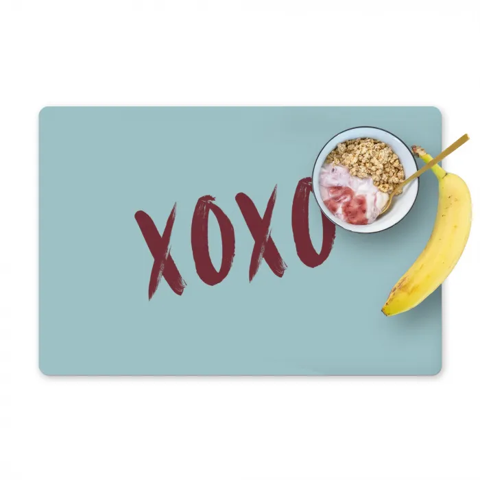 XOXO - Blauw - Rood Placemat vinyl groot -zzzproduct_Kitchenyeah-website