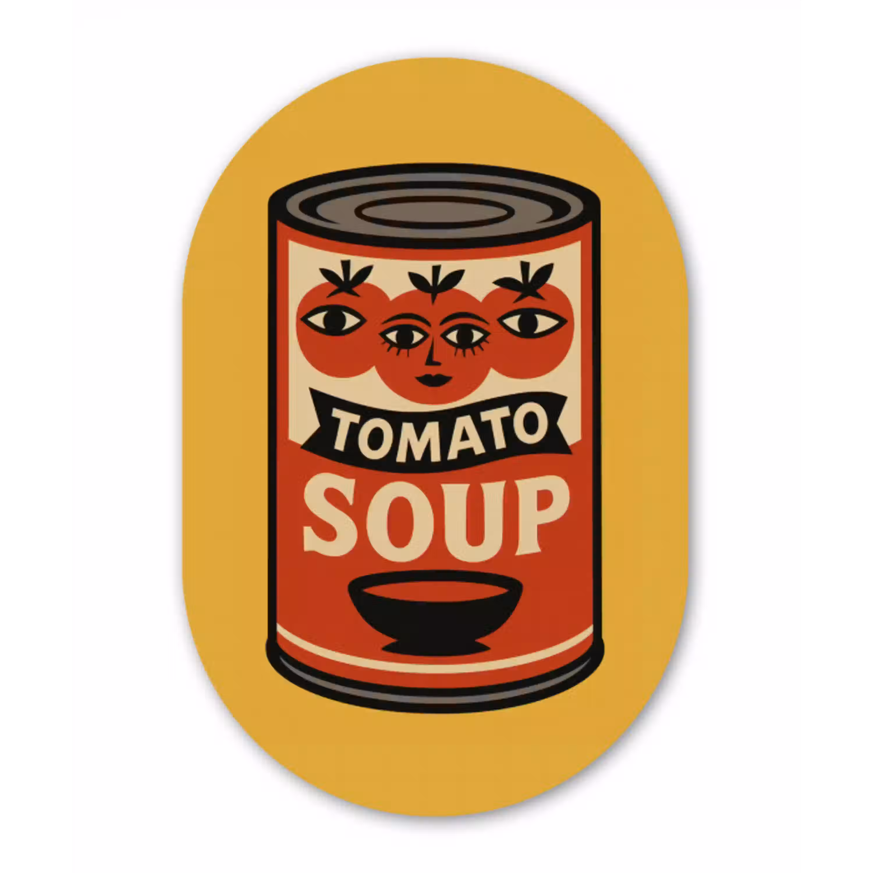 Tomatensoep - Gezichtje - Illustratie - Rood Wandcirkel Ovaal Aluminium middel -3d