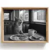 Kat - Koffie - Brood - Zwart Dienblad Rechthoek middel -z3d_shopping