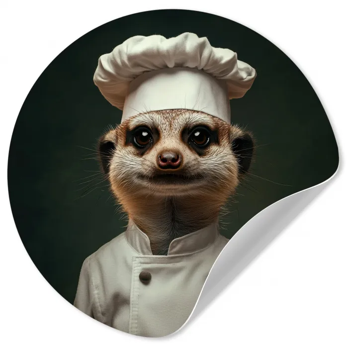 Dier - Kok - Stokstaartje Wandcirkel behangsticker klein -3d