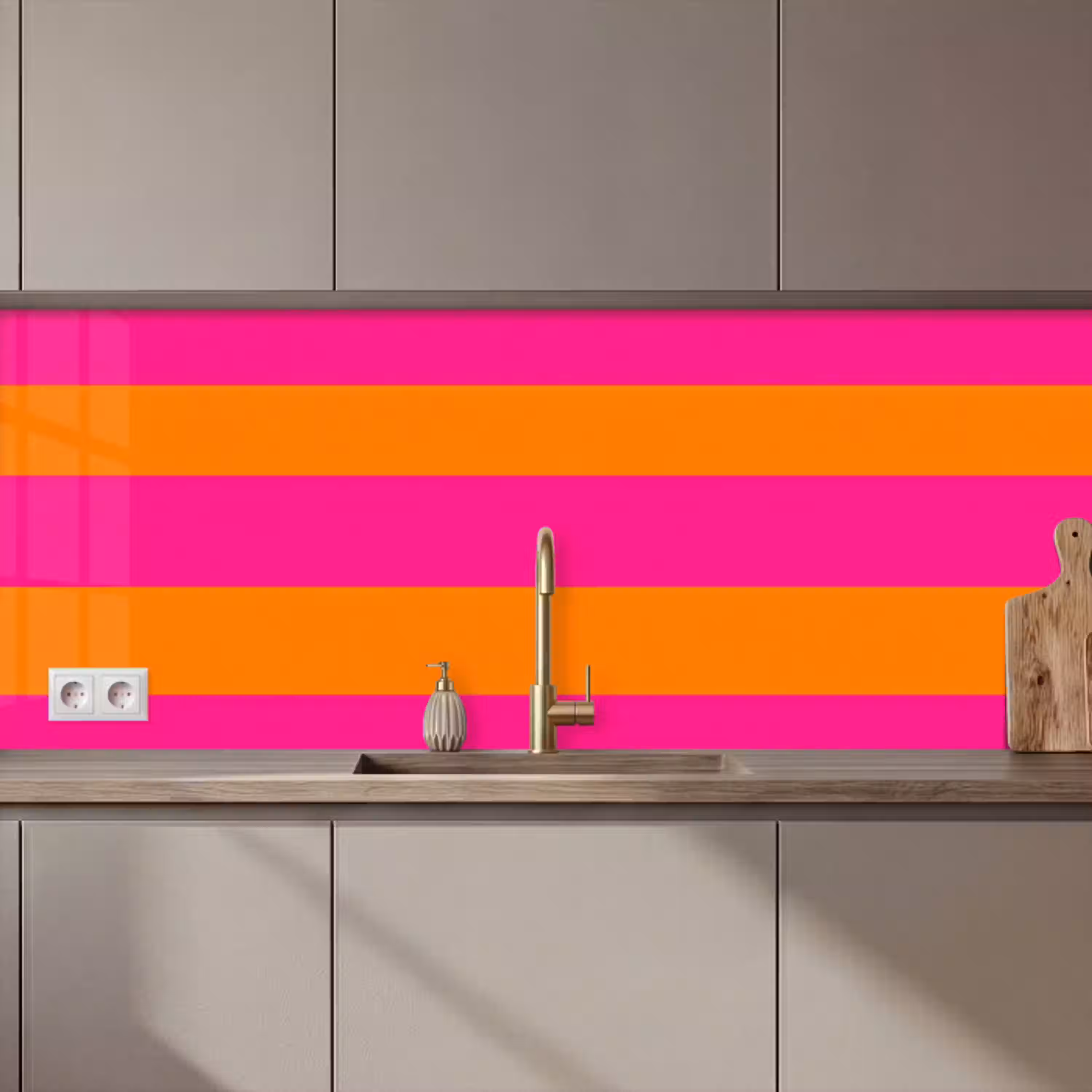 Strepen - Horizontaal - Roze keuken achterwand 2 middel 871 zz_3dshopping