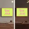 Groen - Roze bonjour - art-deco Light Box met batterij (Wandlamp) middel -sfeer3
