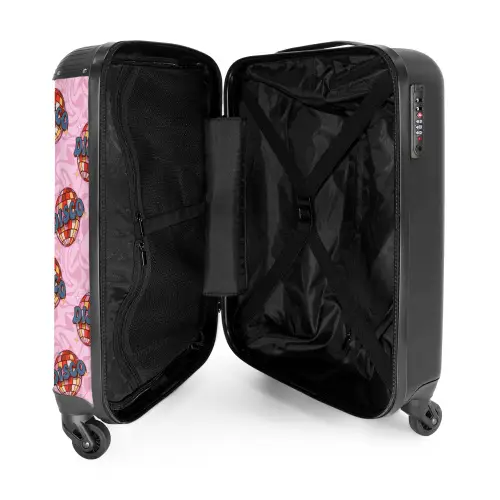 Retro discobal patroon roze NBS - Handbagage koffer - Kinderen Unisex middel -binnenkant