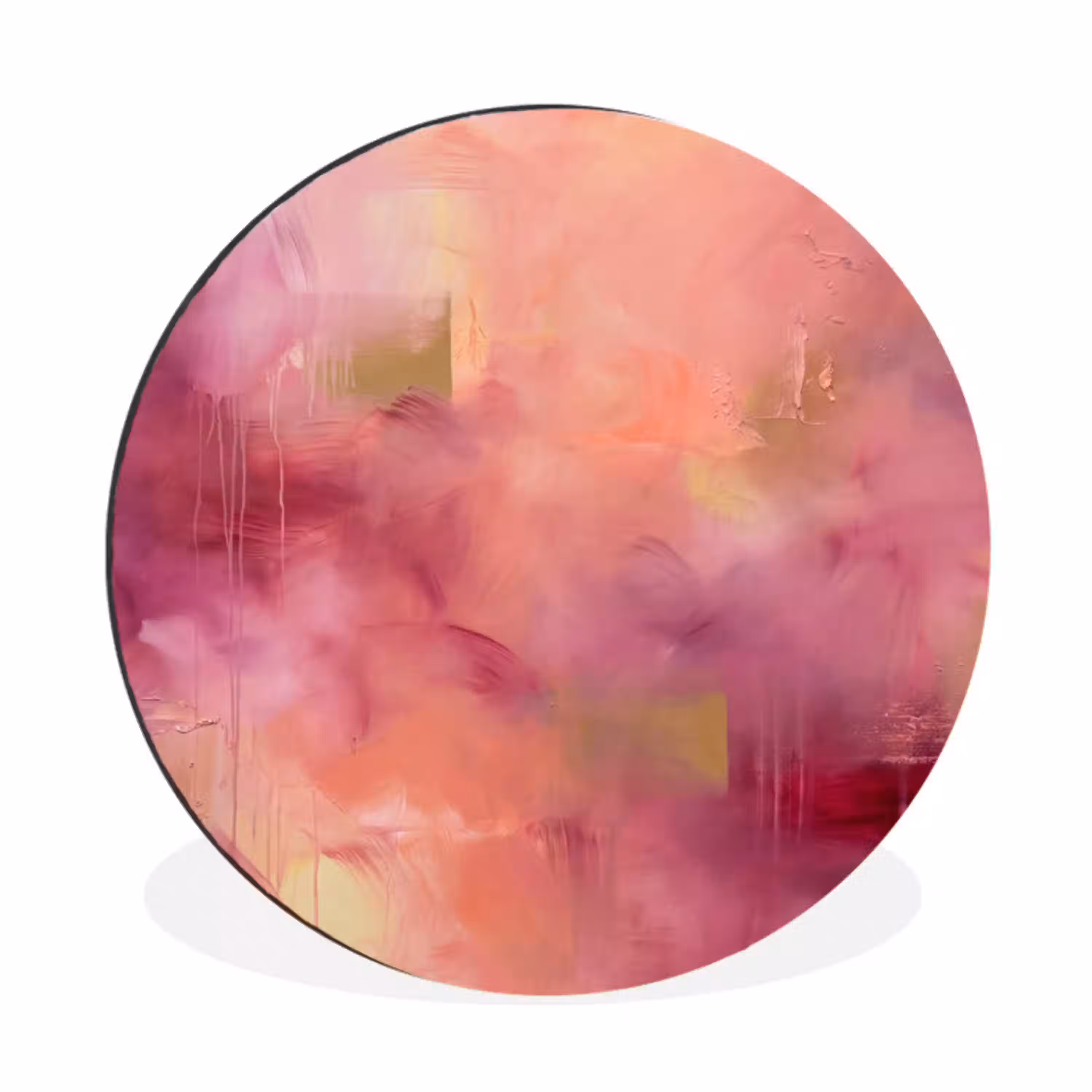 Abstract - Kleuren - Modern - Roze - Paars Wandcirkel aluminium klein -3d