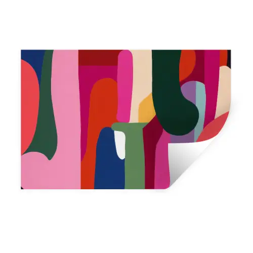 Kleurvakken - Recht - Rond - Abstract Muursticker klein -3d