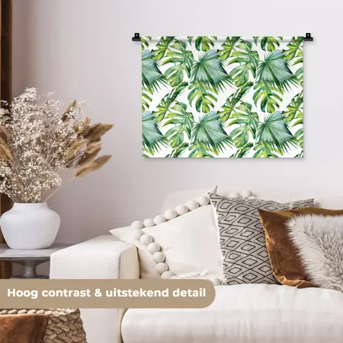 Bladeren - Monstera - Tropical - Jungle Wandkleed katoen klein -sfeer1