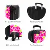Roze en limoengroene hartjes op lichtroze achtergrond NBS - Handbagage koffer - Volwassenen Unisex middel zzzzzzzbolletjes_ENG