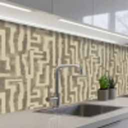 Abstract - Geometrisch - Groen keuken achterwand 2 middel 871 -3d_schuin