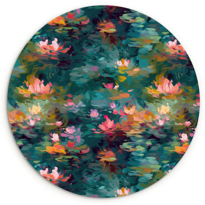 Waterlelies - Vijver - Water Wandcirkel plexiglas klein 852 -3d