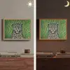 Panter - Zebrapatroon - Groen Light Box met batterij (Wandlamp) middel -sfeer3