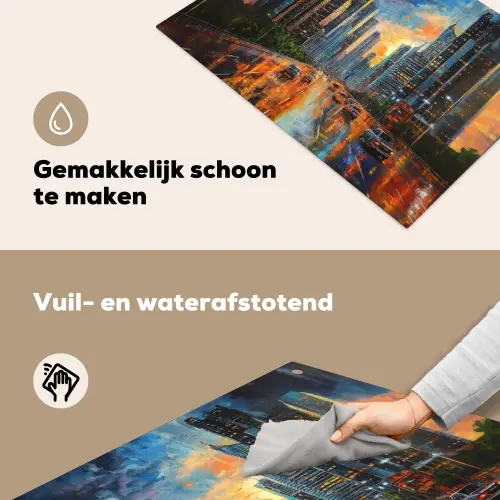 Auto - Skyline - Zon - Blauw Inductie beschemer met haakjes klein -ky-schoon-nl