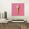 Hoorntje - Schepijs - Roze aluminium wit klein -sfeer1