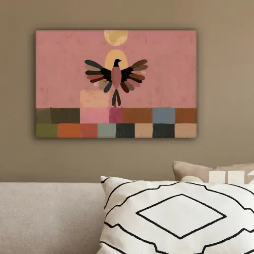 Illustratie - Vogel - Vlakken - Kleurrijk canvas 2cm klein -sfeer3