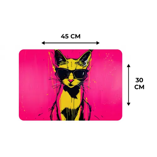 Kat - Art - Zonnebril - Roze Placemat vinyl groot -specs