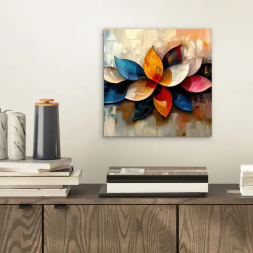 Bloem - Abstract - Kleurrijk - Bladeren aluminium wit klein -sfeer1