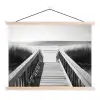 Loopbrug - Hout - Strand - Zee textielposter latten blank klein -3d