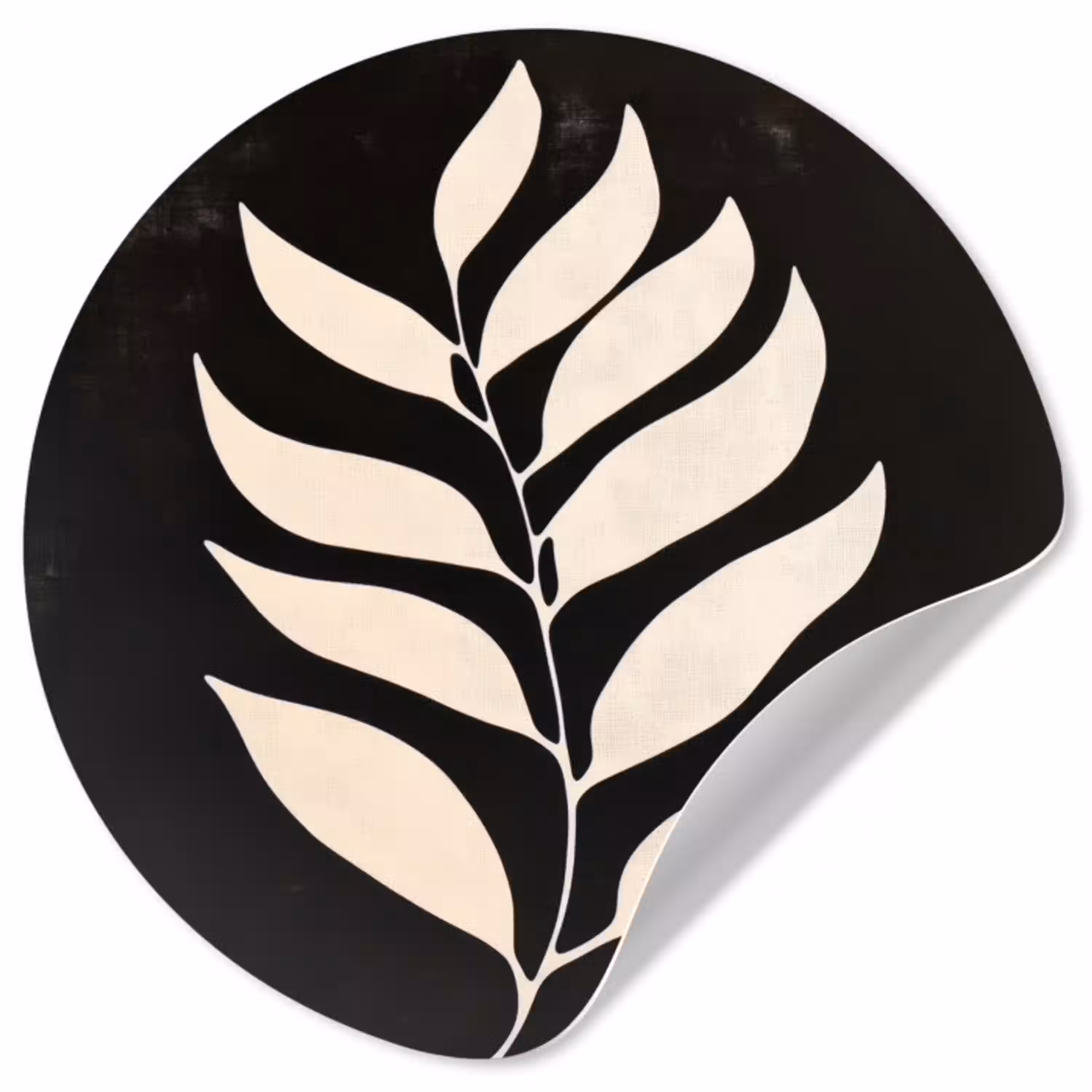 Blad - Wit - Minimalistisch Wandcirkel behangsticker klein -3d