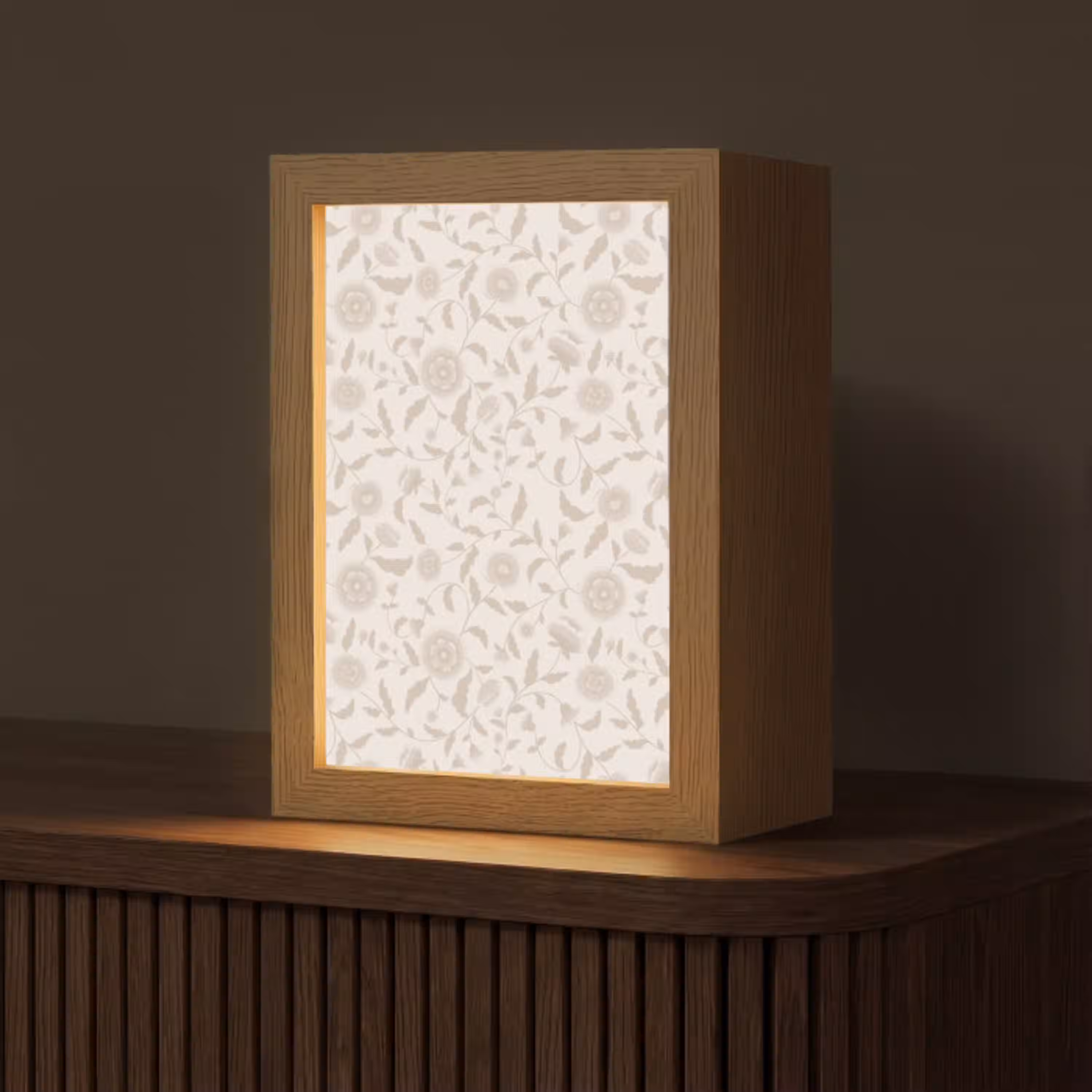 Sierlijk - Bloemen - Beige Light Box met kabel (Tafellamp) klein 925 -z3d_website
