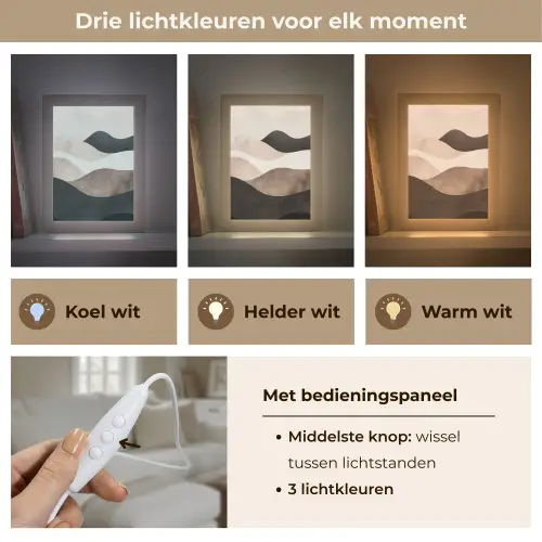 Abstract - Landschap - Golven - Crèmekleur Light Box met kabel (Tafellamp) klein -USP_lichtkleurNL