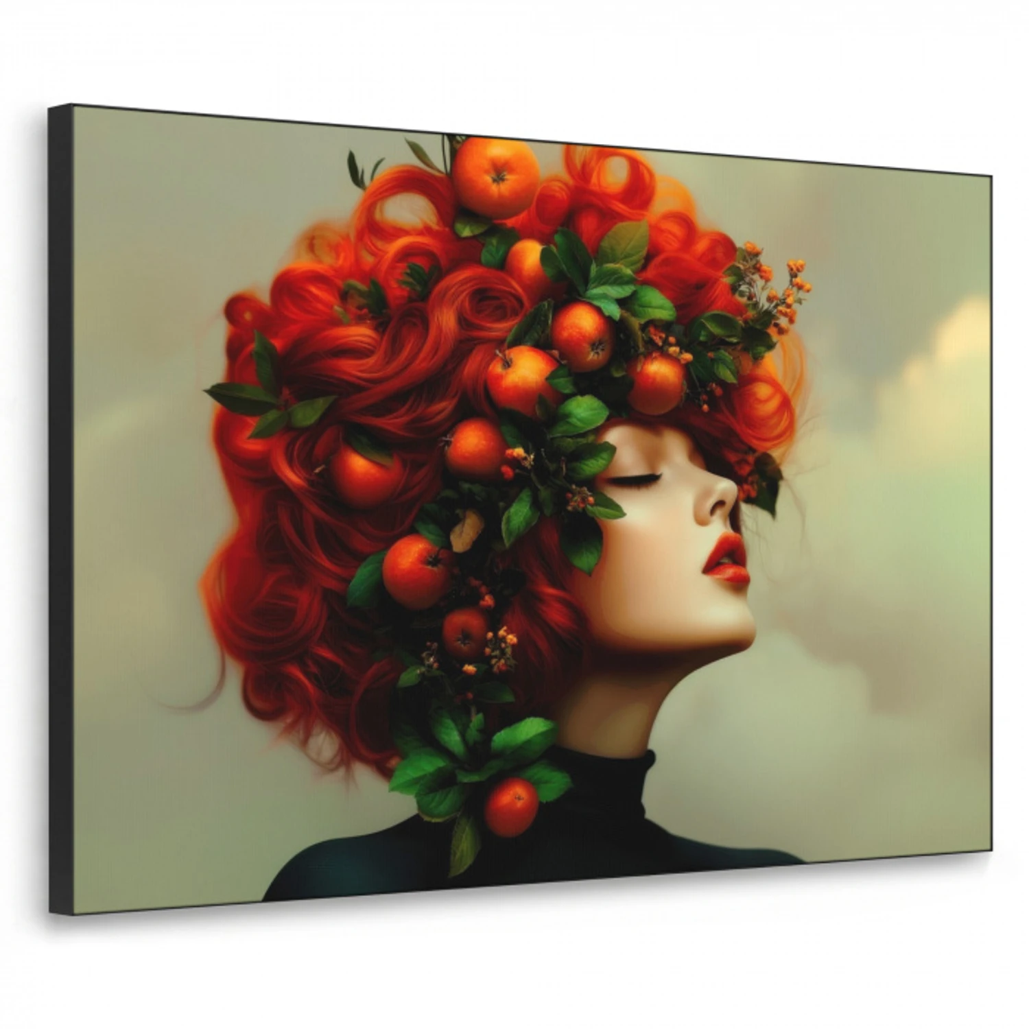 Vrouw - Appels - Rood - Bladeren Textielframe - compleet frame klein -3d