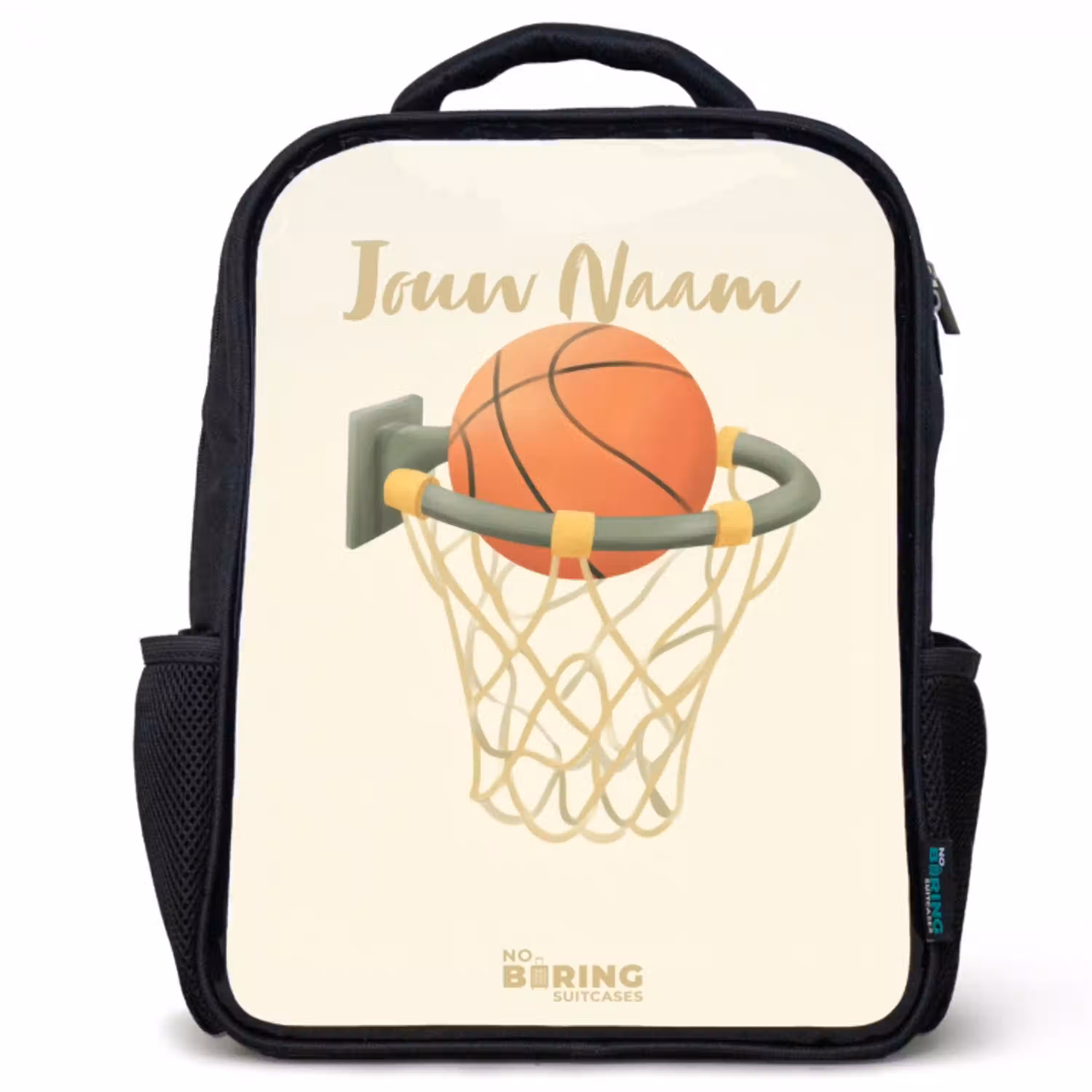 Basketbal in neutrale kleuren Rugzak - Zwart middel -3d
