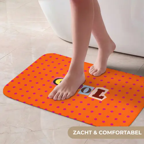 Cool - Stippen - Oranje Badmat klein -USP_ZachtNL