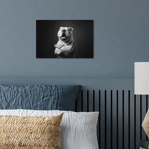 Buldog - Hond - Glas poster papier klein -sfeer2