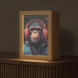 Graffiti - Chimpansee - Koptelefoon - Aap Light Box met kabel (Tafellamp) klein -z3d_website
