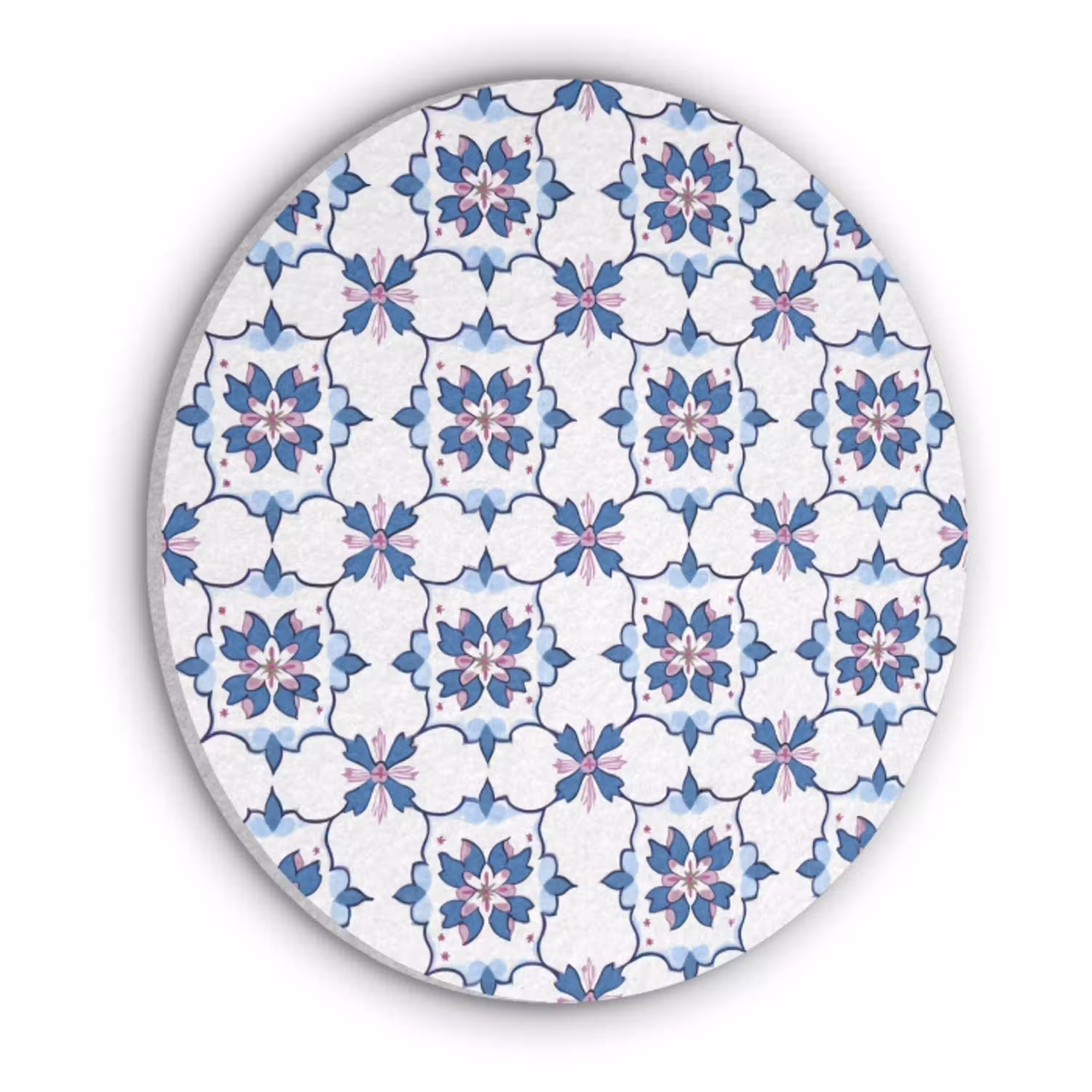 Modern - Patroon - Blauw - Roze Akoestische PET Vilt - Rond klein 838 -3d